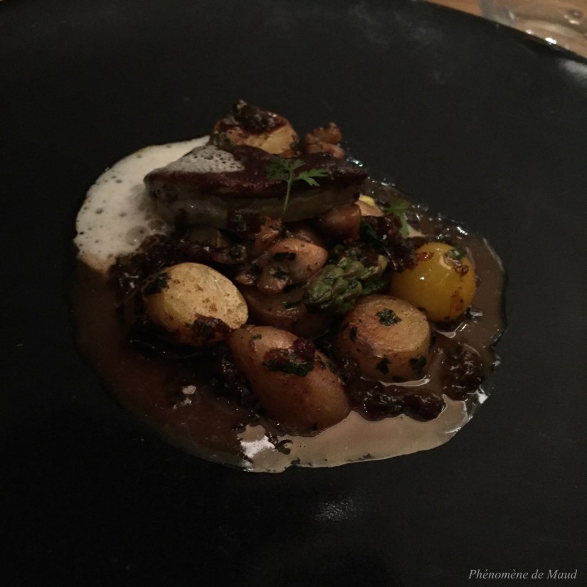duo de ris de veau et foie gras pommes de terre rate asperge au beurre mousseux et aromates fabrice bonnot