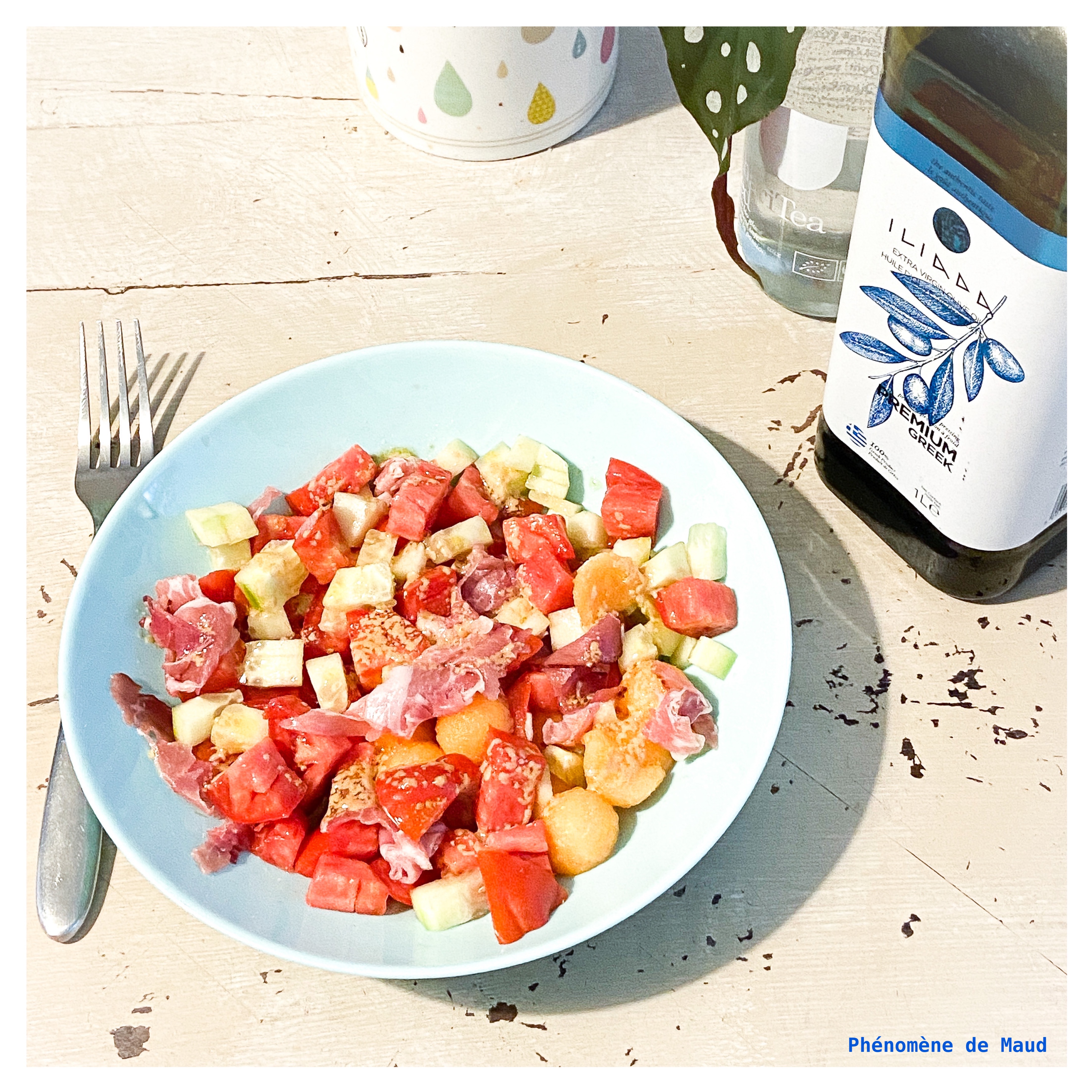 salade tomate melon concombre jambon de parme